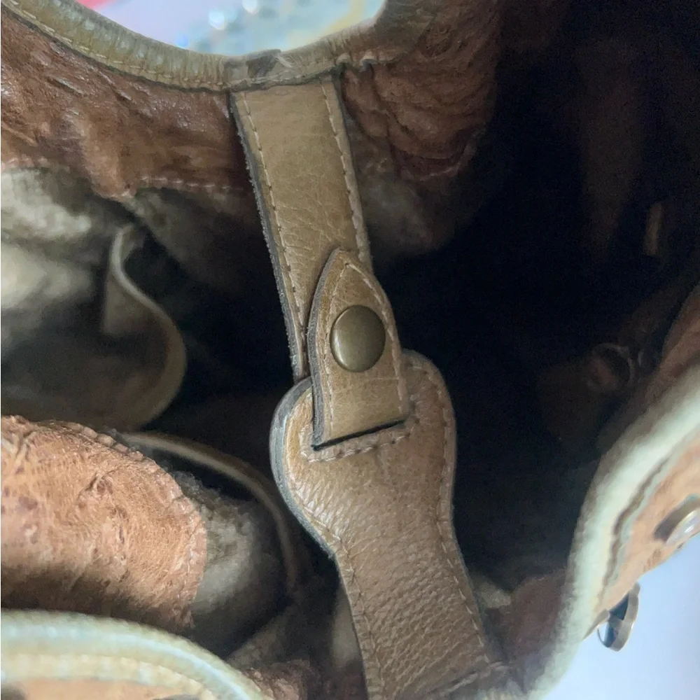 Cassandra vintage distressed unique Studded Brown Leather Bag